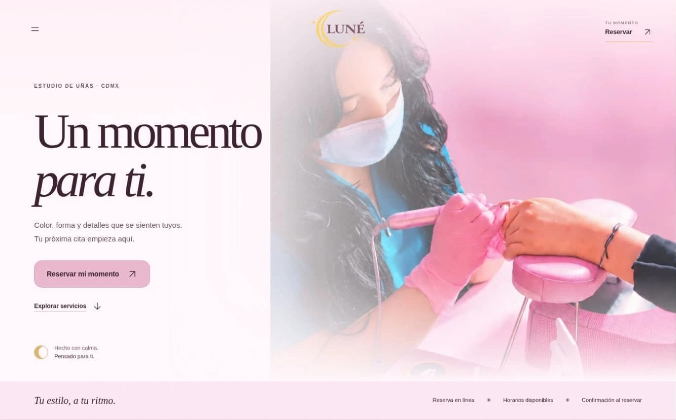 LUNÉ: presentación del estudio de uñas y acceso a reservar