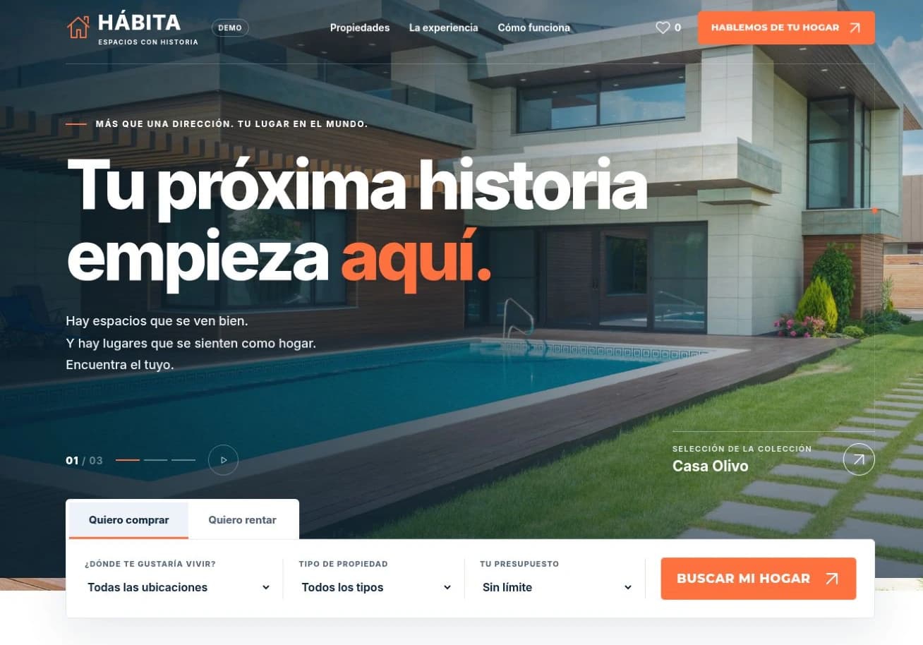 HÁBITA: presentación y buscador de un catálogo inmobiliario de demostración
